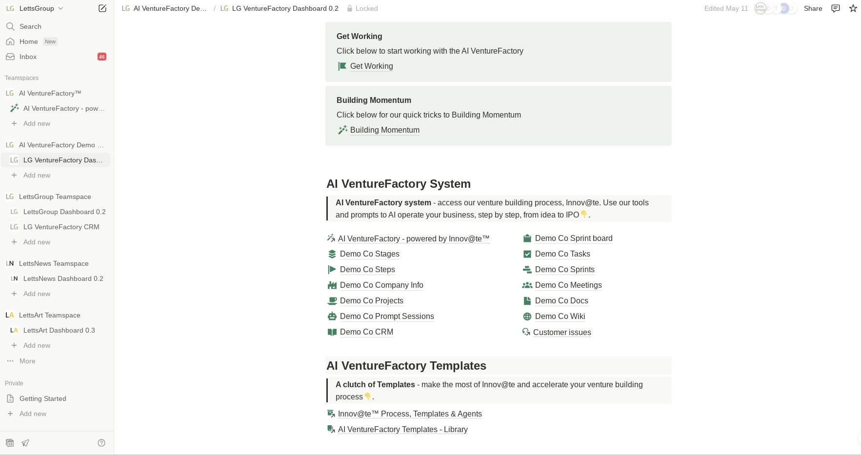 AI VentureFactory Dashboard 0.2 Screenshot
