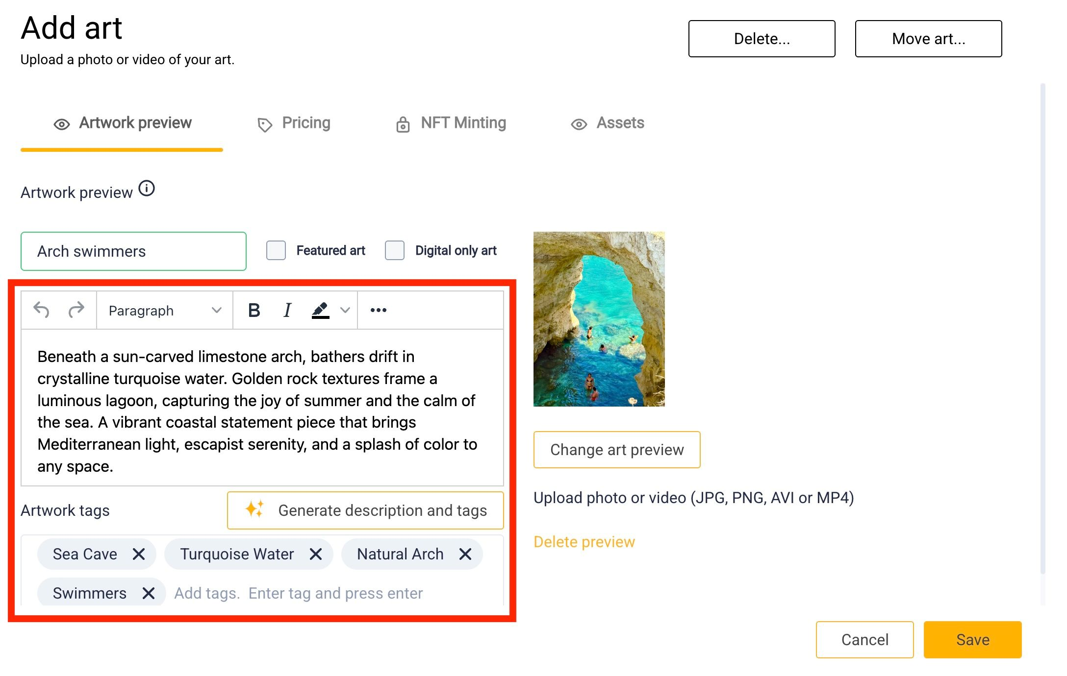 AI-Generated Description and Tags
